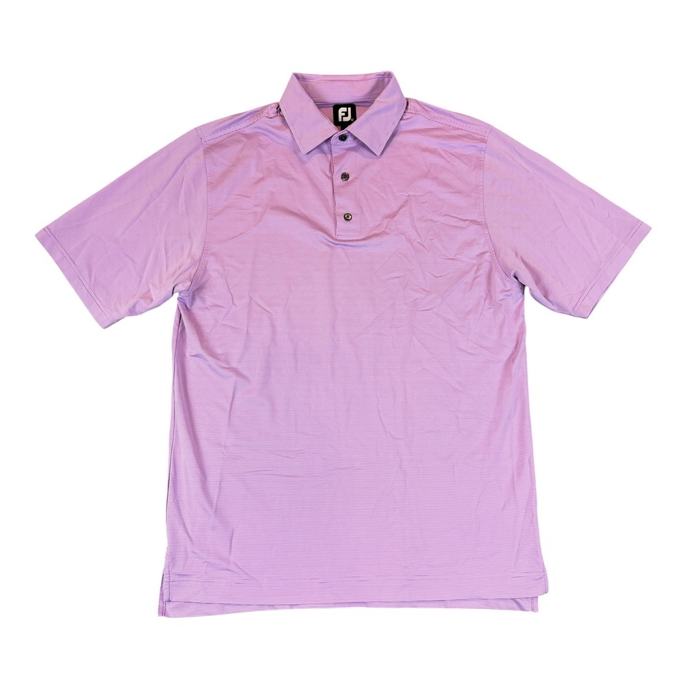 FootJoy Polo Shirt Mens Large Purple Excellent Micro Stripe Performance Golf FJ